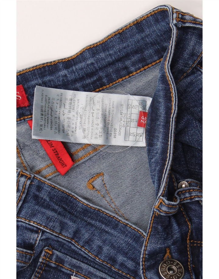 Guess Calça Jeans Feminina Straight Slim W30 L28 Azul Algodão