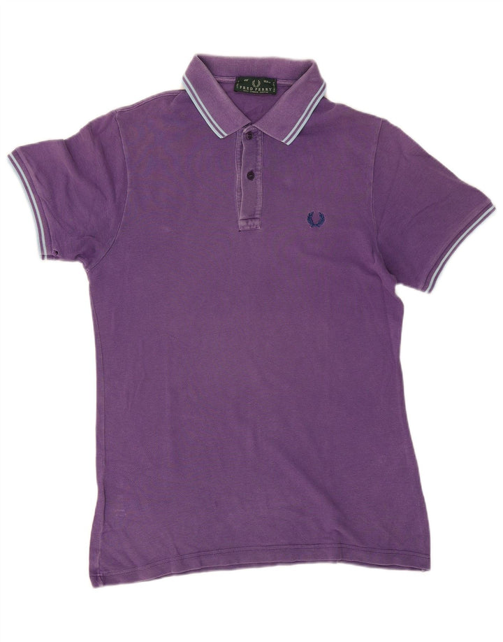 Camisa polo masculina FRED PERRY algodão listrado roxo médio