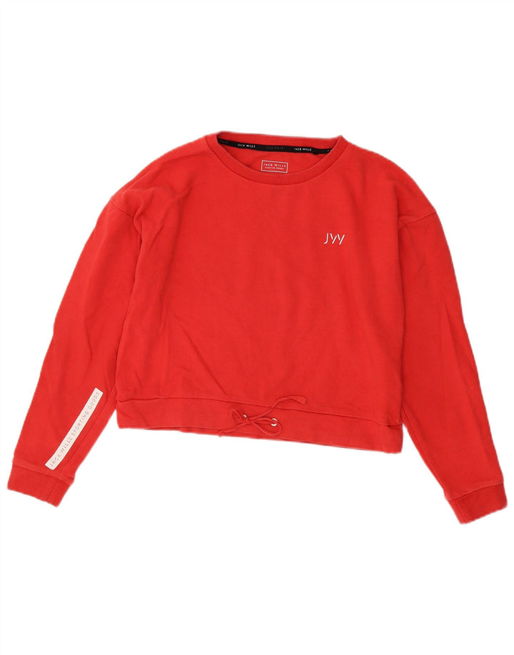 Jack Wills moletom feminino oversized com corte gráfico suéter Reino Unido 8 pequeno vermelho