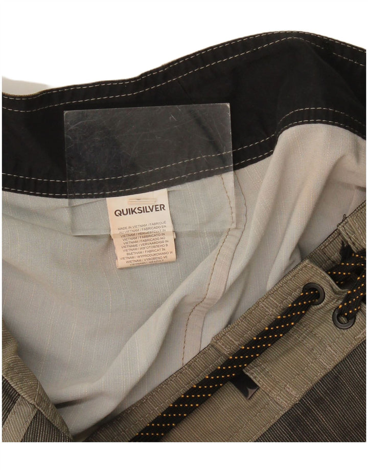 Quiksilver Shorts de natação masculino grande poliéster listrado cinza