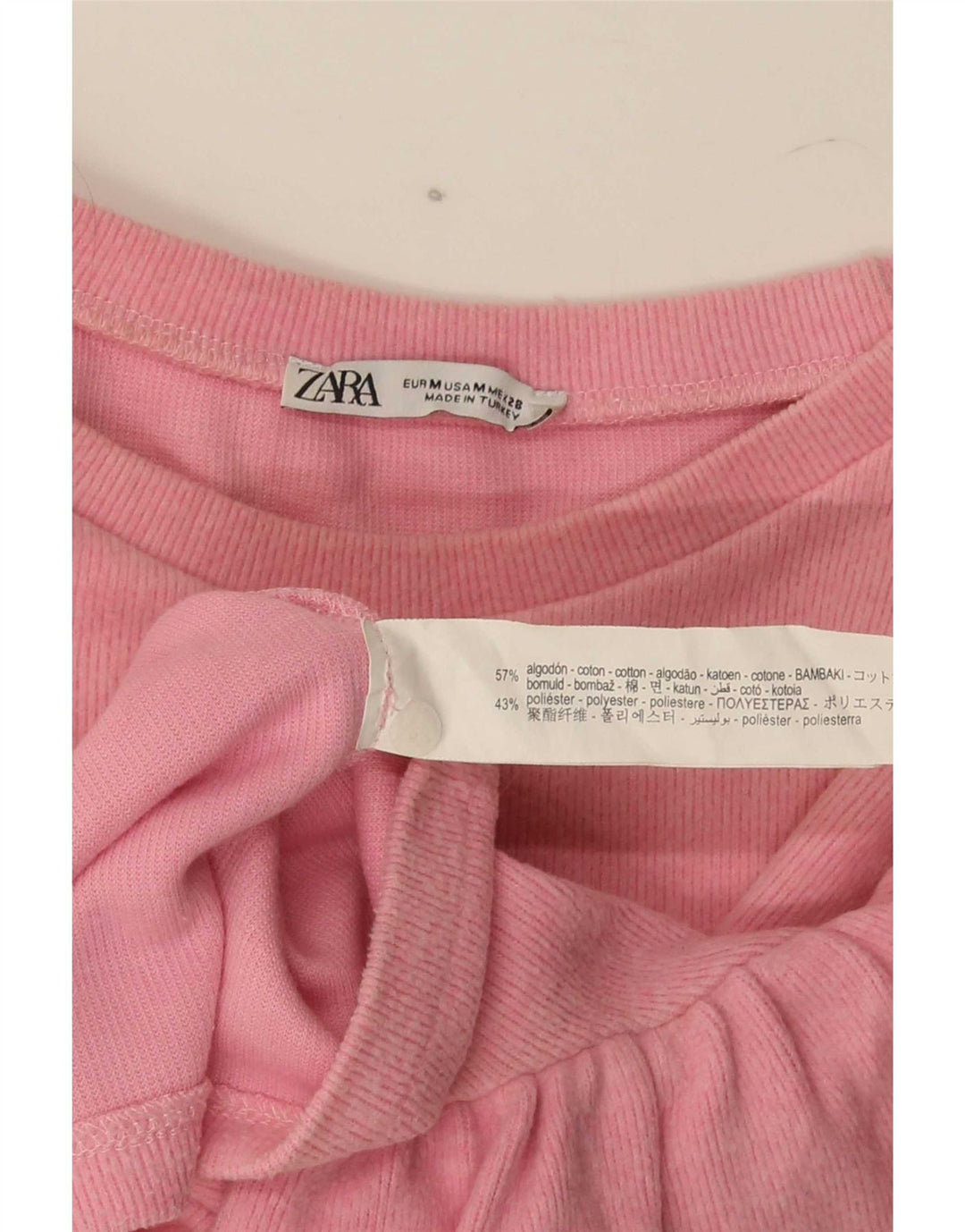 Blusa feminina Zara Top UK 12 algodão rosa médio