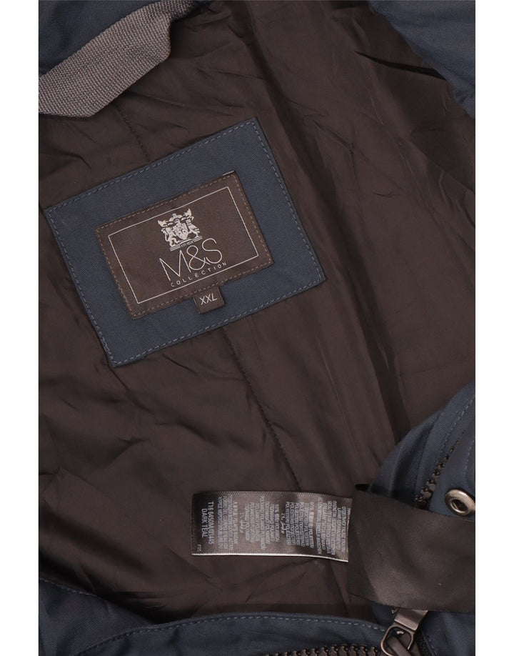Jaqueta utilitária masculina com capuz Marks & Spencer Reino Unido 44 2XL poliéster azul marinho