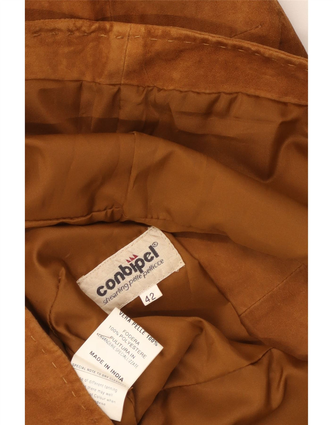 Colete feminino de camurça Conbipel IT 42 couro marrom médio