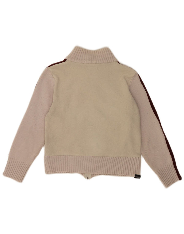 Jaqueta de lã feminina Kappa UK 10 Small Beige Colourblock Poliéster Esportes