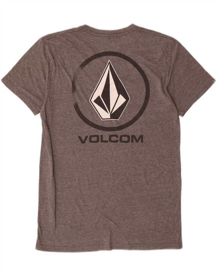Volcom Camiseta masculina gráfica top pequeno algodão cinza