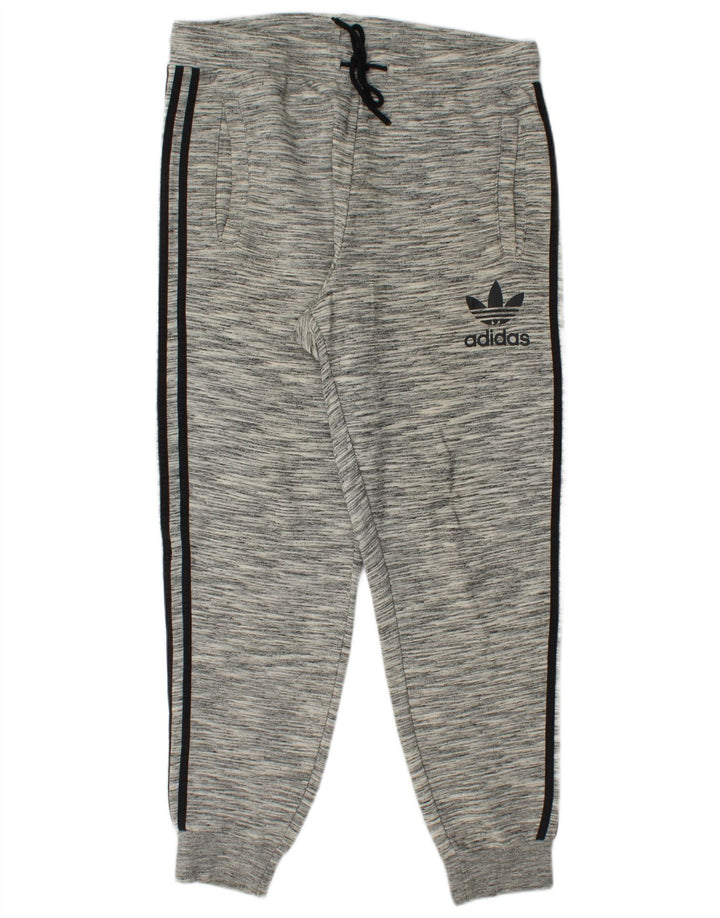 Calça de treino masculina ADIDAS joggers grande algodão listrado cinza