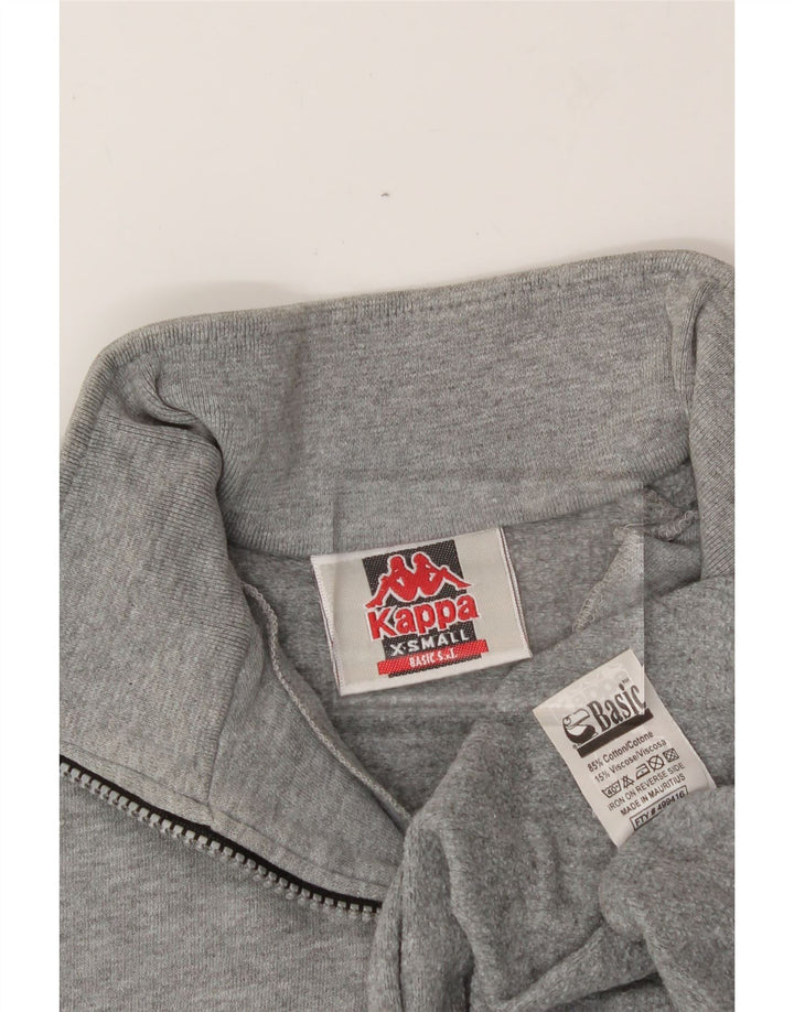 KAPPA Mens Graphic Zip Neck Sweatshirt Jumper XS Grey Colourblock Cotton Vintage Kappa and Second-Hand Kappa from Messina Hembry 