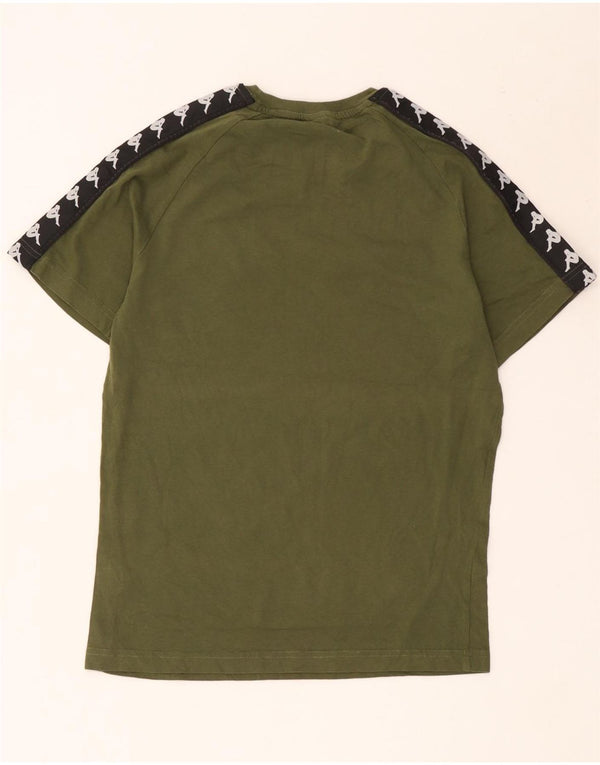 Camiseta gráfica masculina Kappa Top médio verde algodão colorblock