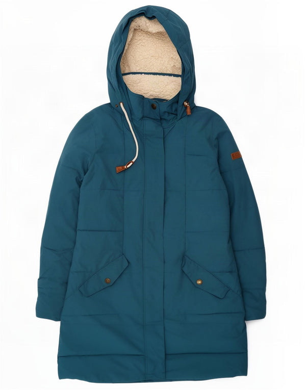 Casaco acolchoado com capuz feminino Roxy UK 16 grande poliéster azul