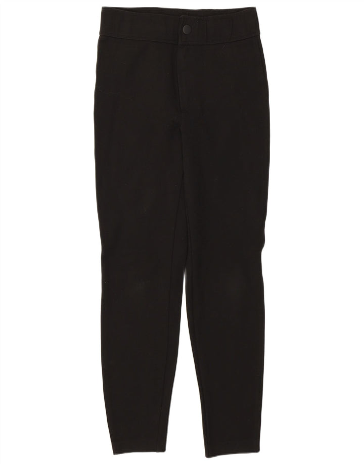 Zara Calça feminina skinny cintura alta cortada média W28 L27 preta viscose