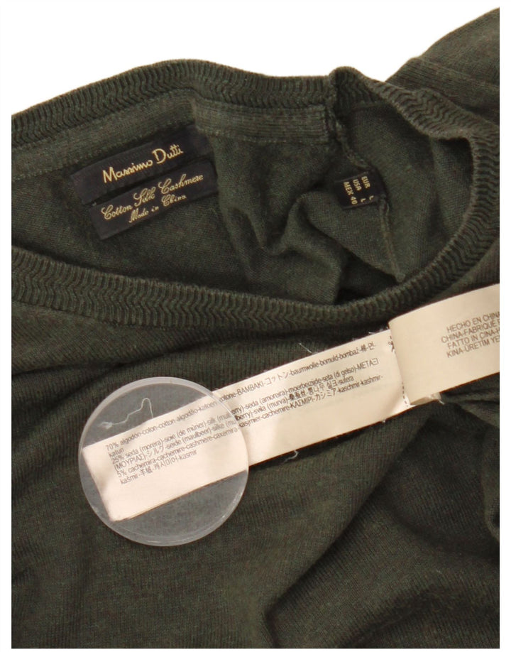 Suéter masculino MASSIMO DUTTI com gola redonda, grande algodão cáqui