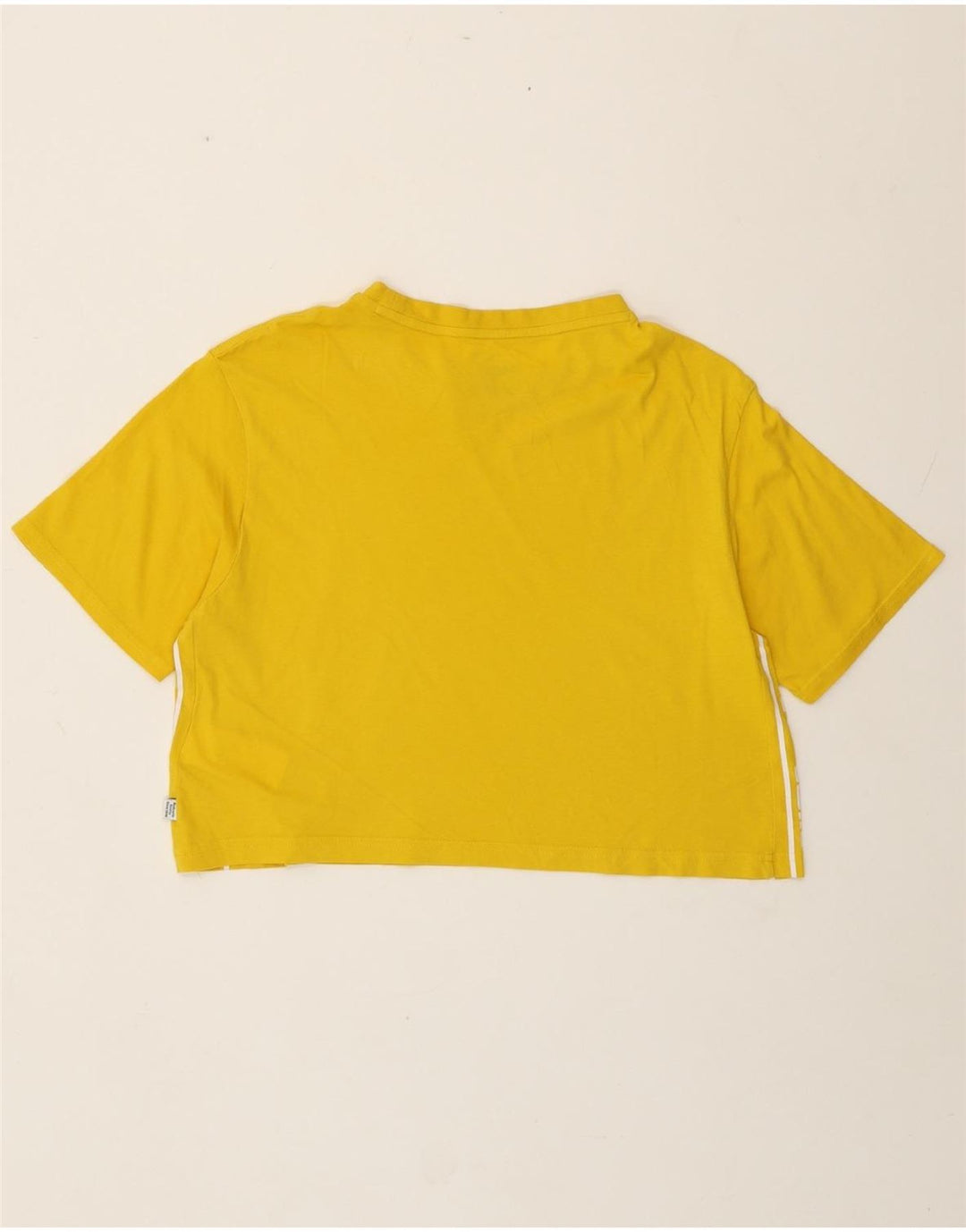 Camiseta feminina PUMA cropped oversized gráfica Reino Unido 10 pequeno algodão amarelo