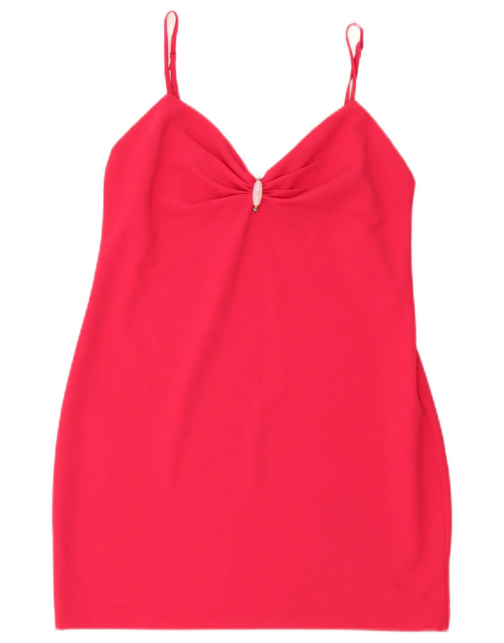 Vestido curto feminino Zara UK 12 rosa médio