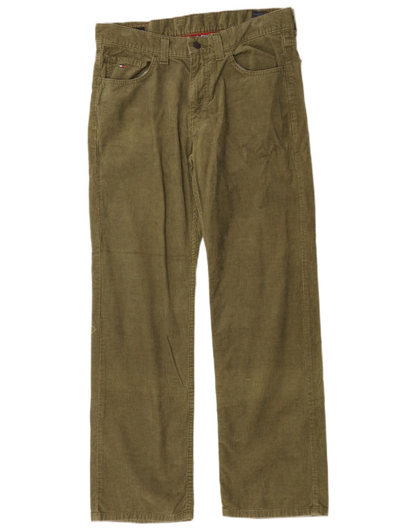 Calça masculina reta de veludo Tommy Hilfiger W34 L32 algodão verde