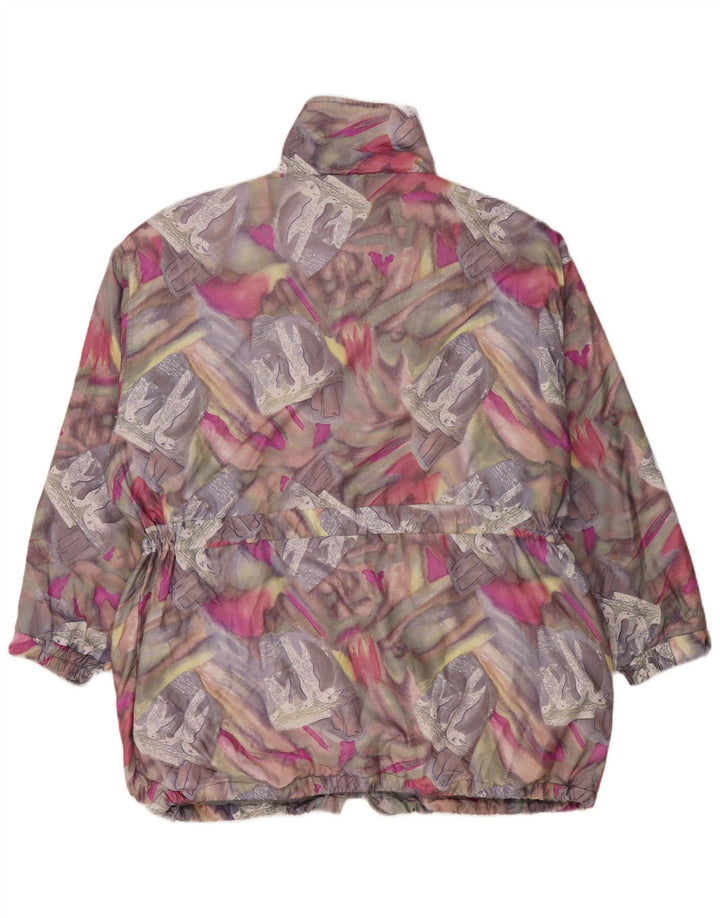 Jaqueta corta-vento feminina vintage com padrão abstrato IT 46 grande multicolorida