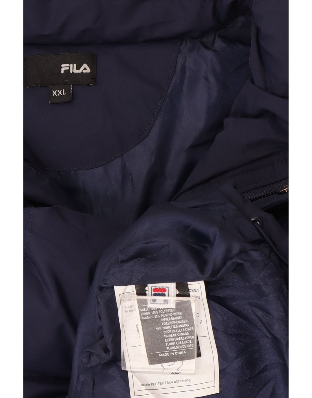 Jaqueta acolchoada masculina Fila UK 44 2XL azul marinho poliéster