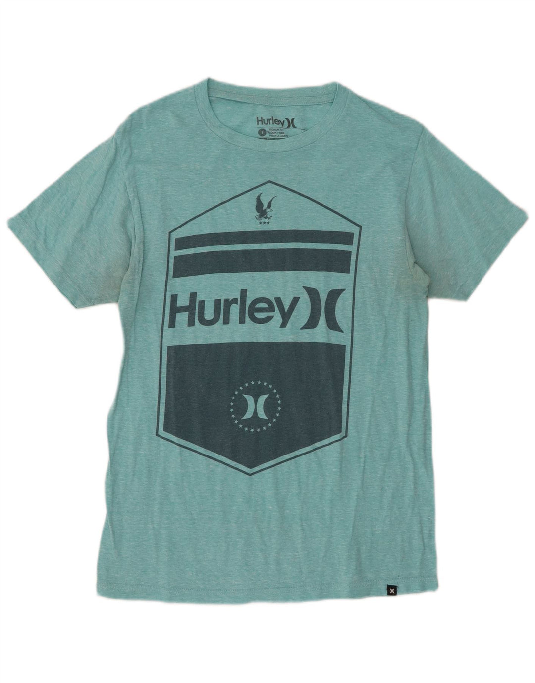 Camiseta masculina HURLEY com ajuste premium gráfico pequeno algodão manchado turquesa