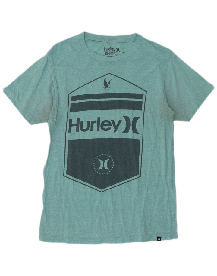 Camiseta masculina HURLEY com ajuste premium gráfico pequeno algodão manchado turquesa