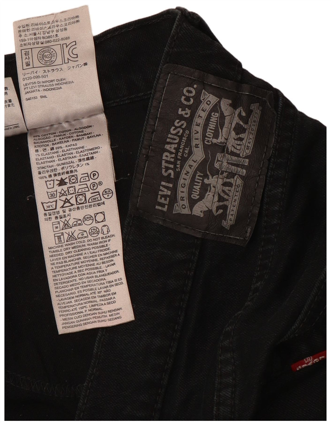 Levi's Mens Jeans Slim W36 L32 Algodão Preto