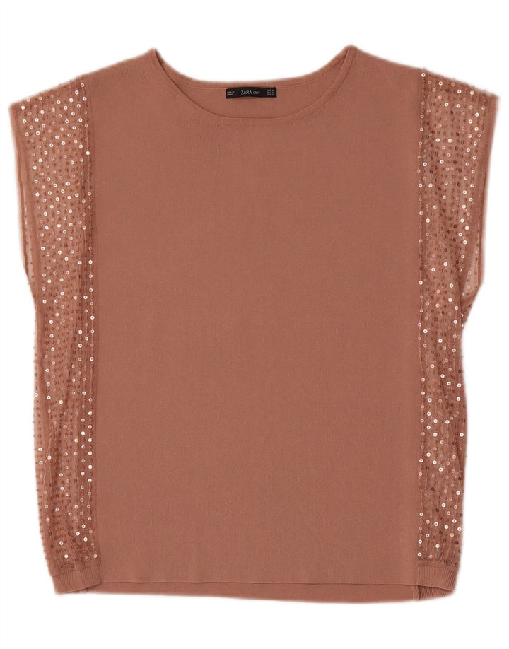 Blusa feminina Zara UK 14 médio bege