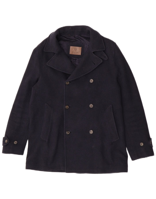 Casaco masculino Massimo Dutti Pea UK 38 lã azul marinho médio