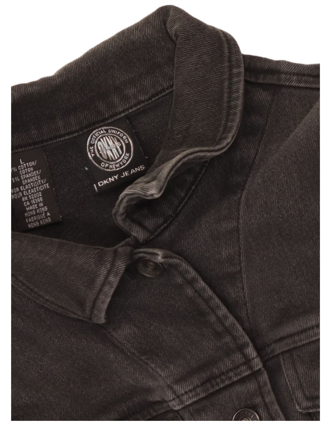 Jaqueta jeans feminina Dkny UK 14 grande algodão cinza