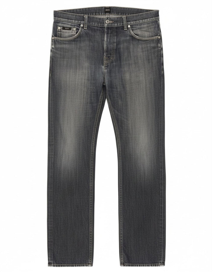 Hugo Boss Mens Straight Jeans W35 L34 Azul Algodão