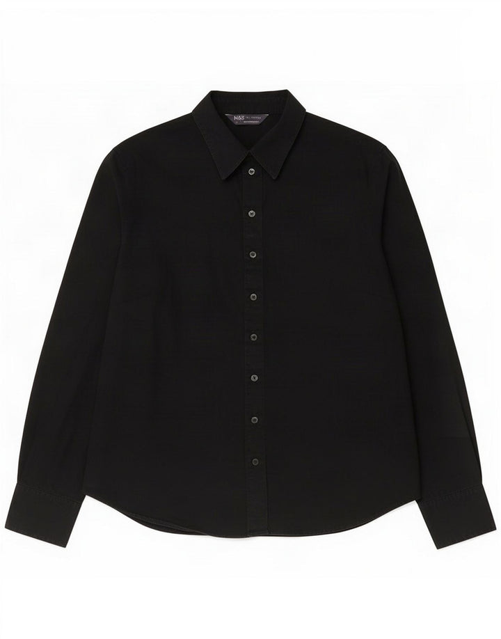 Camisa feminina Marks & Spencer Reino Unido 12 algodão preto médio