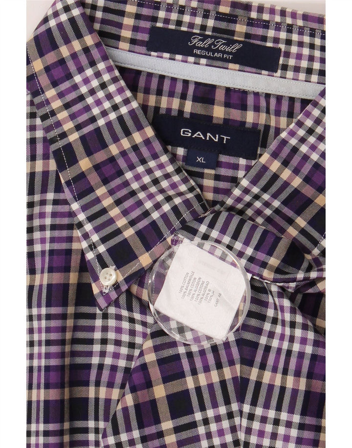 GANT Camisa masculina de flanela de ajuste regular XL roxo algodão xadrez