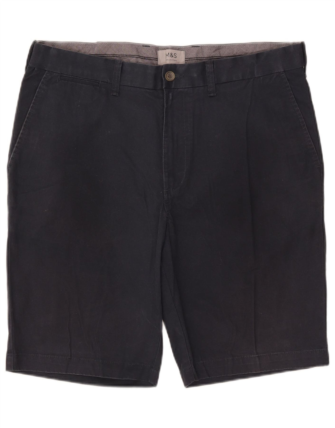 Shorts chino masculino Marks & Spencer W36 grande algodão azul marinho