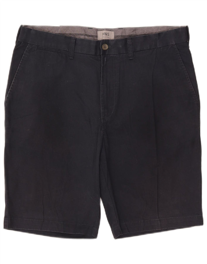 Shorts chino masculino Marks & Spencer W36 grande algodão azul marinho