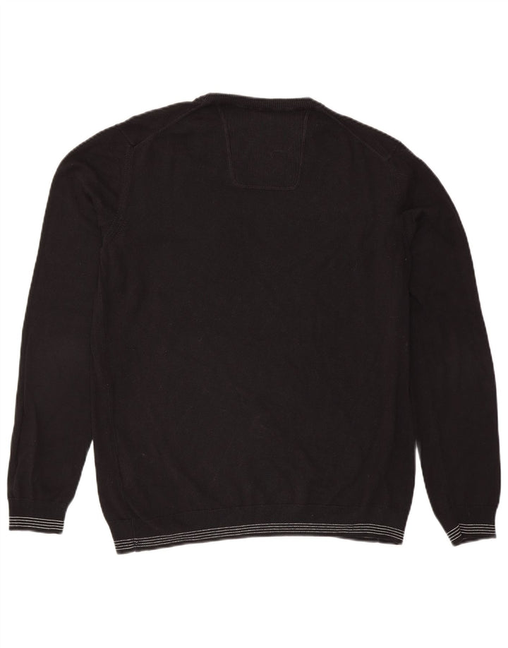 Suéter masculino Hugo Boss com decote em V grande acrílico preto