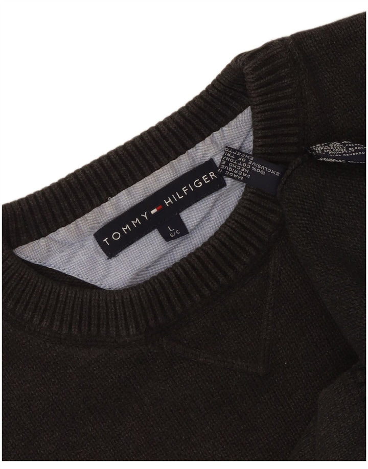 Suéter masculino Tommy Hilfiger com gola redonda, grande algodão cinza