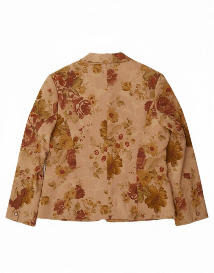 Jaqueta blazer feminina de 2 botões ELLE Reino Unido 20 2XL algodão floral bege