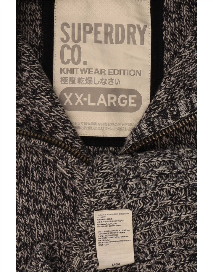 Suéter masculino Superdry com zíper e gola 2XL acrílico manchado cinza