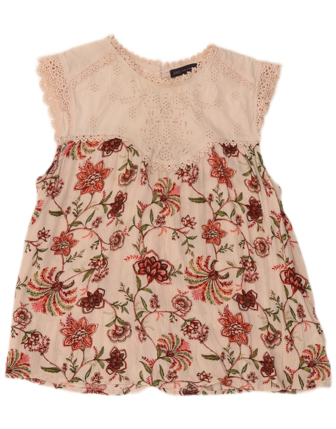 Blusa feminina Marks & Spencer UK 14 viscose floral rosa médio