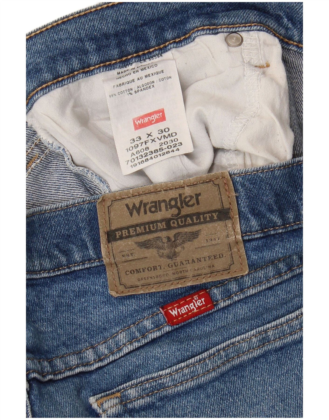 Wrangler Mens Straight Jeans W33 L30 Azul Algodão