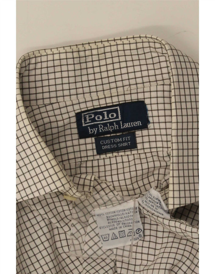 Polo Ralph Lauren Mens Custom Fit Camisa Média Branca Xadrez Algodão