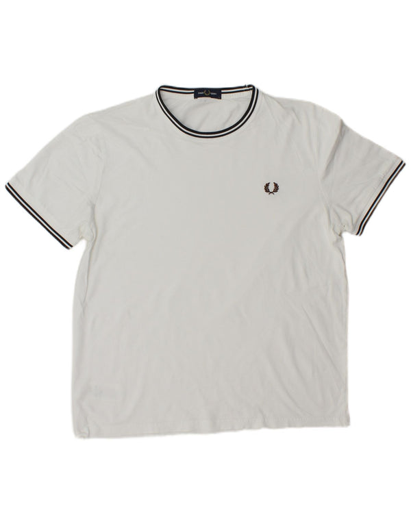 Camiseta masculina Fred Perry grande caxemira listrada branca