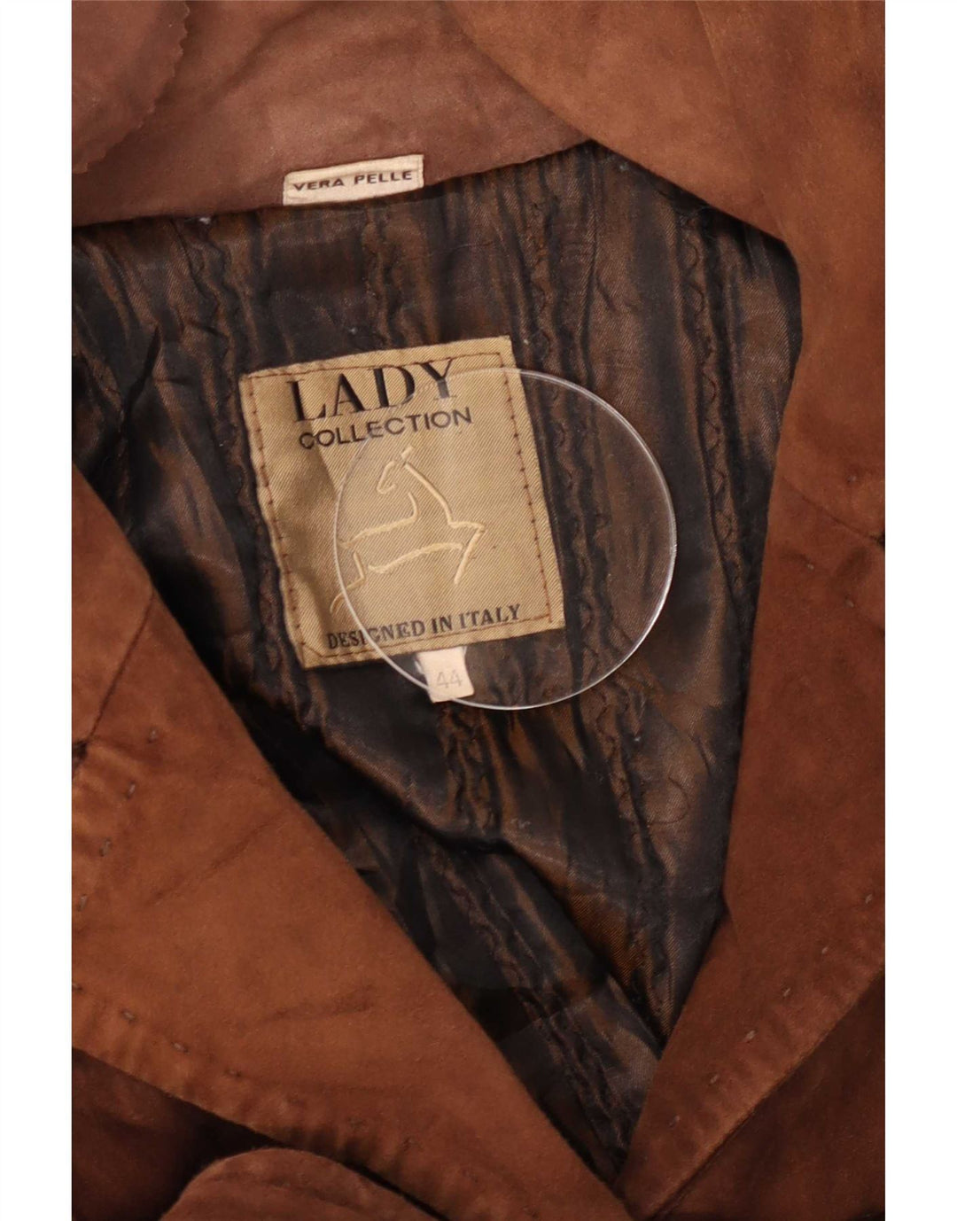 Jaqueta feminina vintage de camurça IT 44 couro bege médio