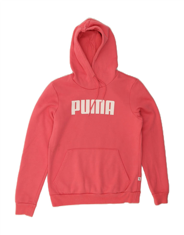 PUMA Womens Graphic Hoodie Jumper UK 12 Medium Pink Cotton Vintage Puma and Second-Hand Puma from Messina Hembry 