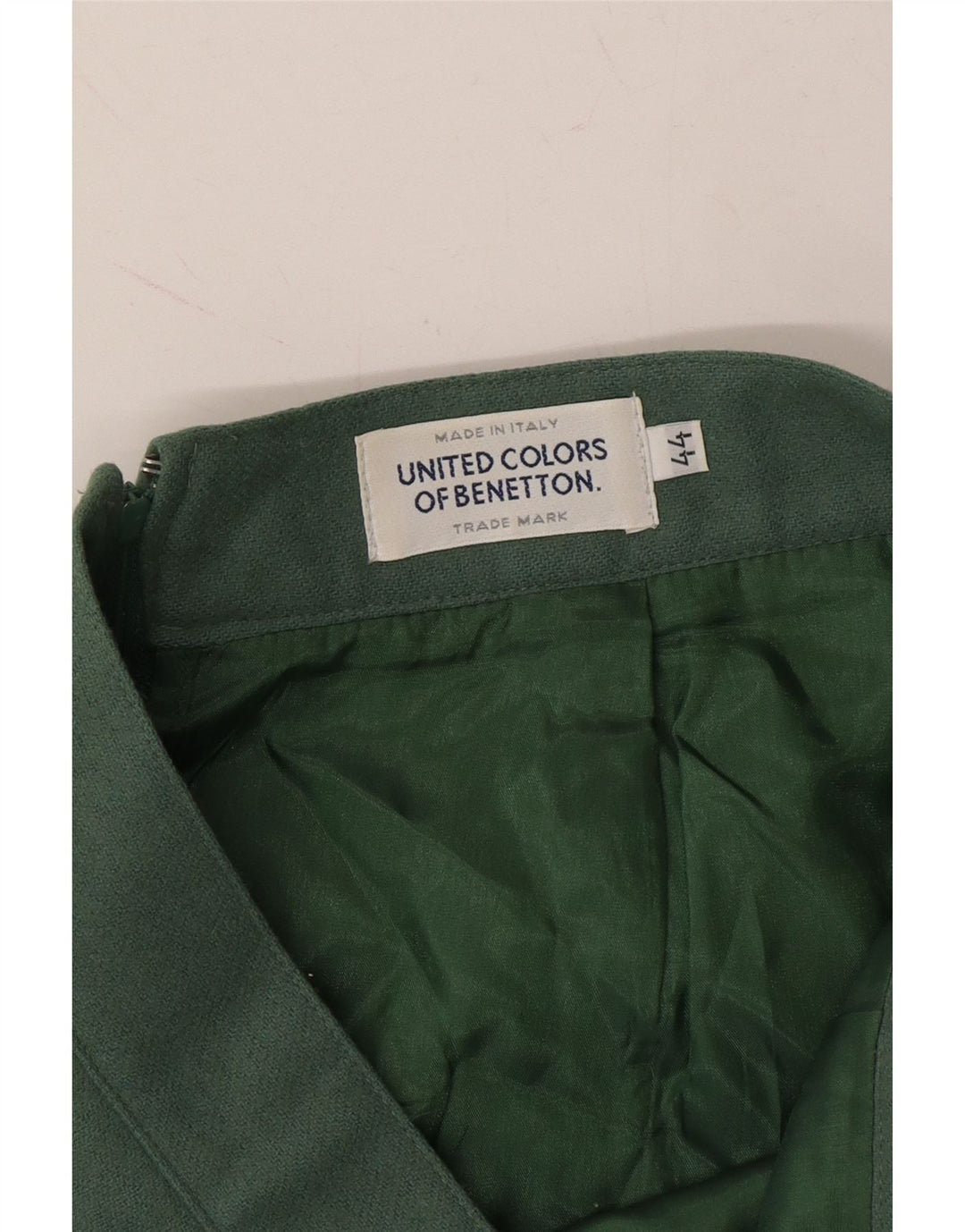 BENETTON Womens Pencil Skirt IT 44 Medium W30 Green Wool Vintage Benetton and Second-Hand Benetton from Messina Hembry 