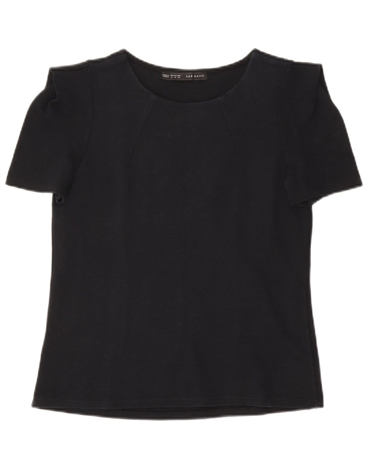Blusa feminina ZARA UK 12 azul marinho médio