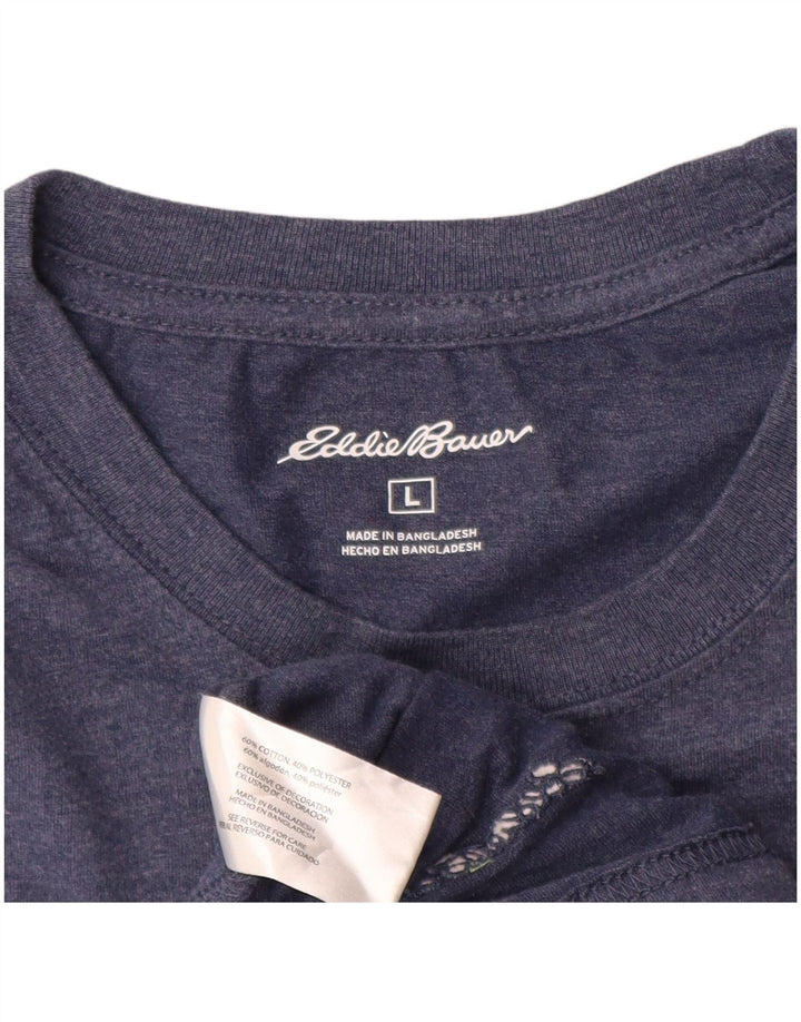 Eddie Bauer Top masculino manga comprida grande algodão azul