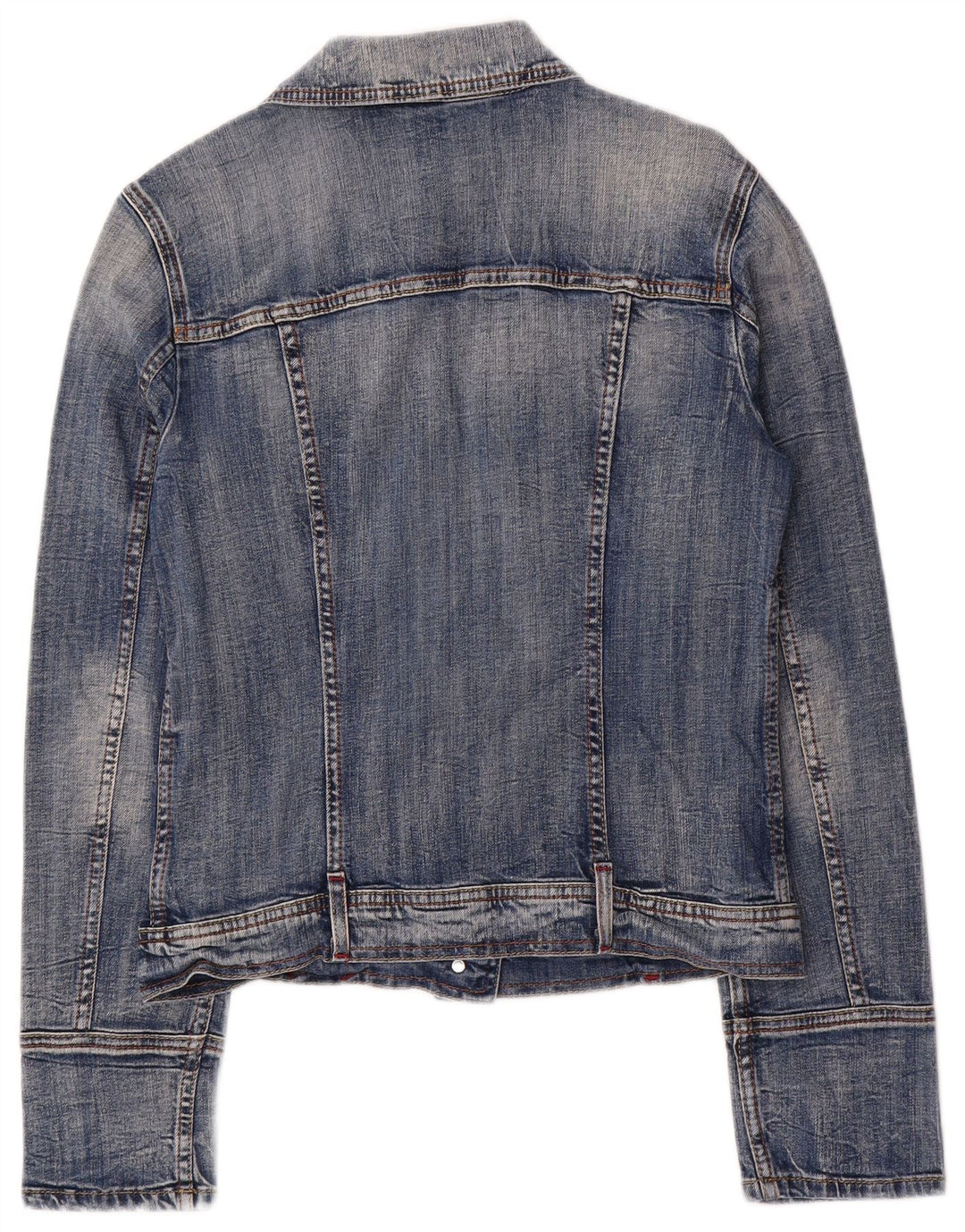 Jaqueta jeans feminina Benetton UK 14 grande algodão azul