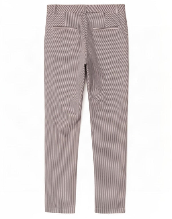 Calça chino feminina Marks & Spencer Reino Unido 12 médio W30 L30 risca de giz branca