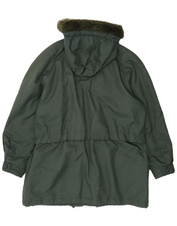 Vintage Womens Hooded Parka Jacket UK 20 2XL Green Polyester