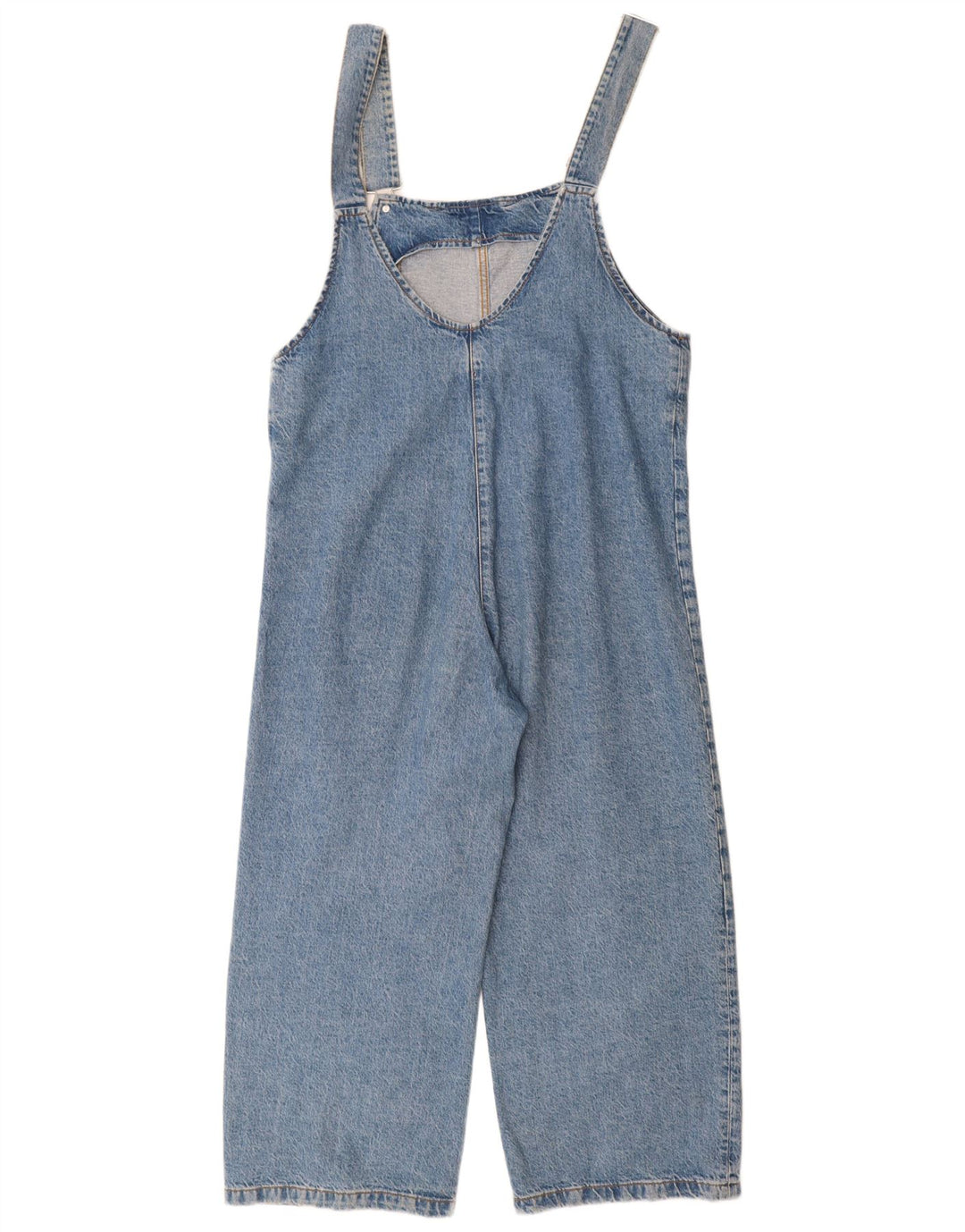 Macacão jeans feminino Zara Reino Unido 12 algodão azul médio