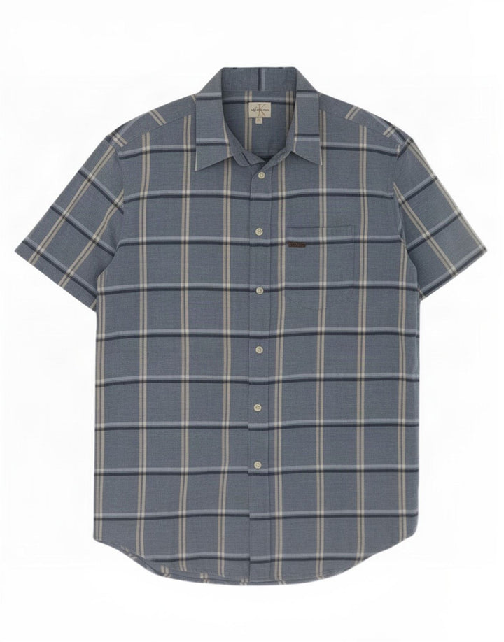 Camisa masculina de manga curta Calvin Klein Jeans xadrez azul médio