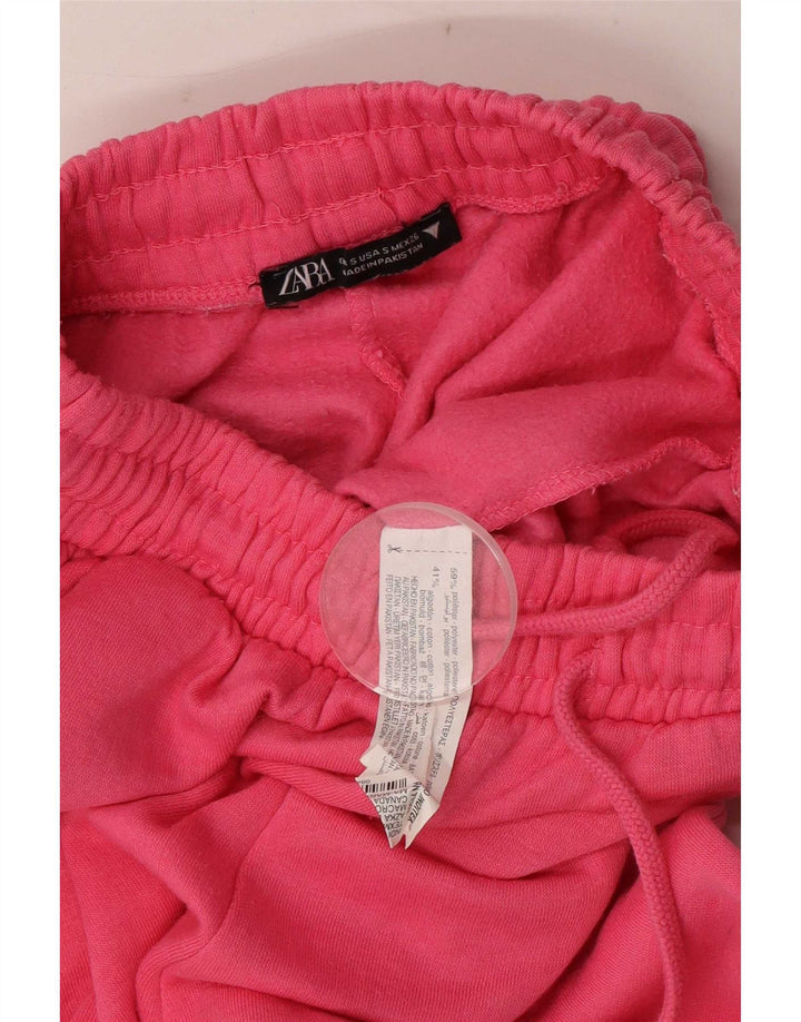 Calça de treino feminina Zara Joggers UK 8 poliéster rosa pequeno